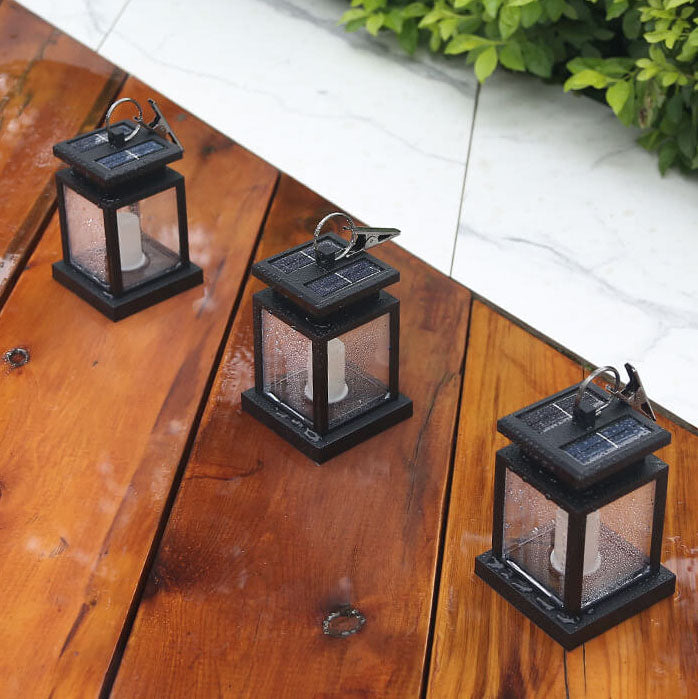 Solar-Powered Vintage Candle Lantern with LED — Outdoor Hanging Light