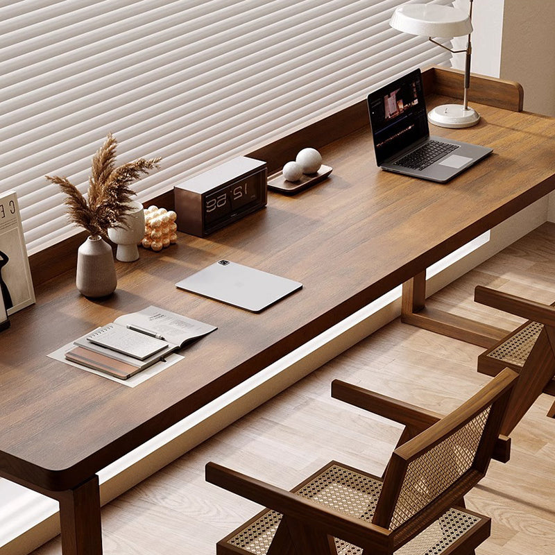 Traditional Rustic Rectangular Wood Desk with Two-Leg Frame for Home Office