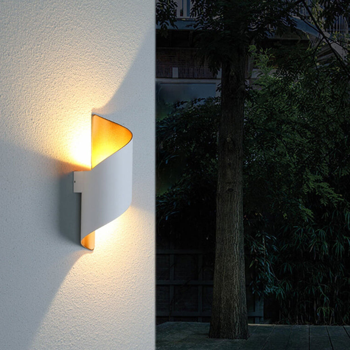 Sleek Modern Outdoor Aluminum LED Wall Sconce with Curved Column - Waterproof