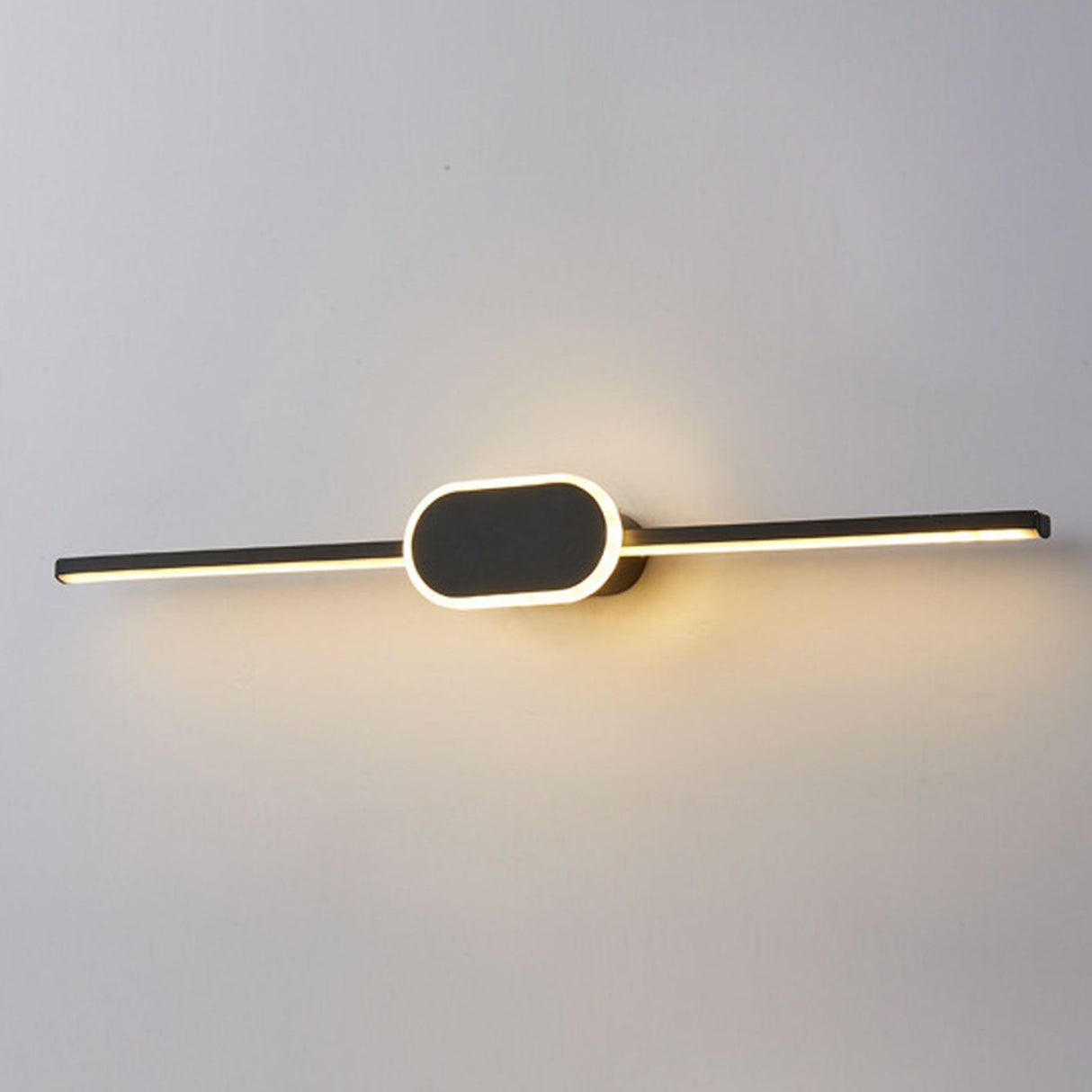 Sleek Modern Minimalist Long-Strip Oval-Base Vanity LED Wall Sconce Lamp