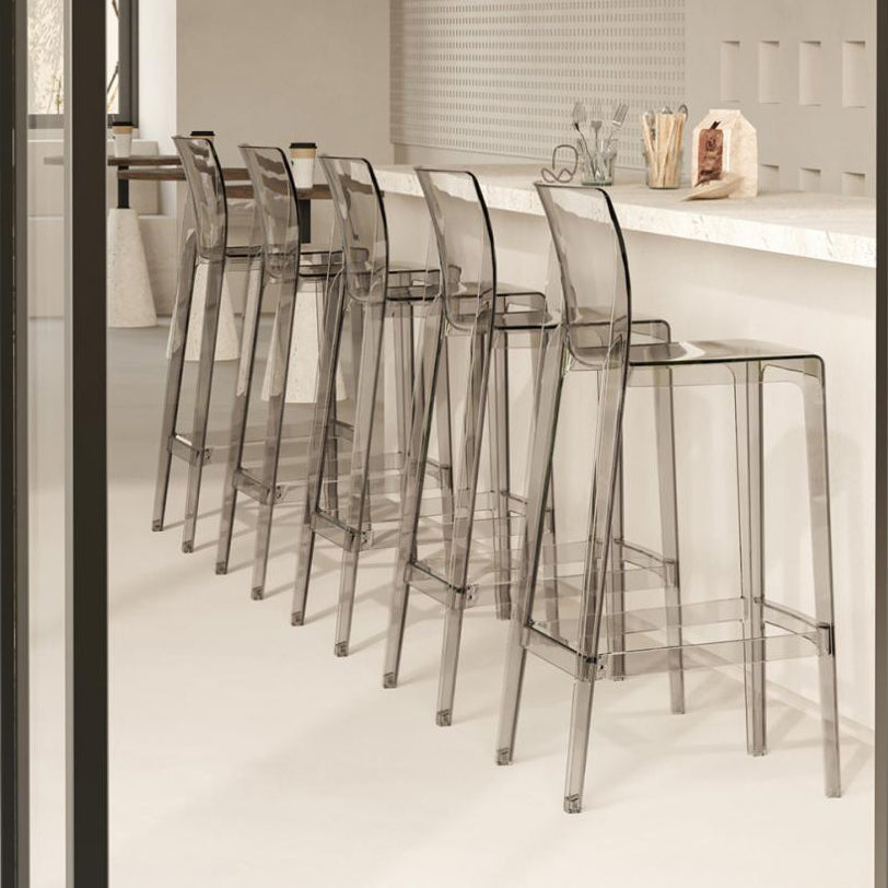 Modern Scandinavian Square Bar Stool with Backrest and Footrest – Ideal Kitchen Seating