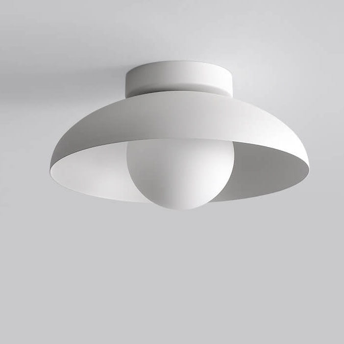 Japanese Wabi-Sabi Iron & Glass 1-Light Semi-Flush Mount Fixture