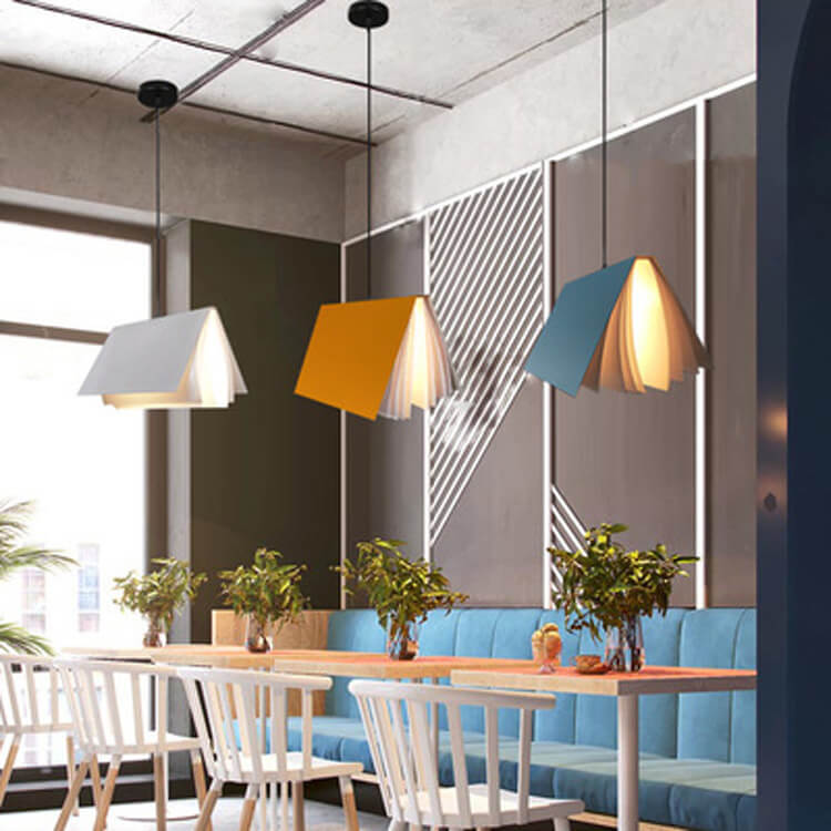 Flying Book Pendant Light – 1-Light with Metal and PVC Book Shade