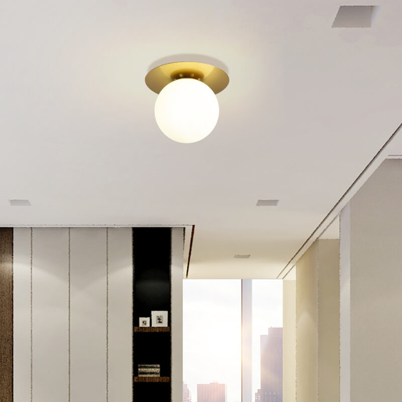 Contemporary Globe 1-Light Semi-Flush Ceiling Light