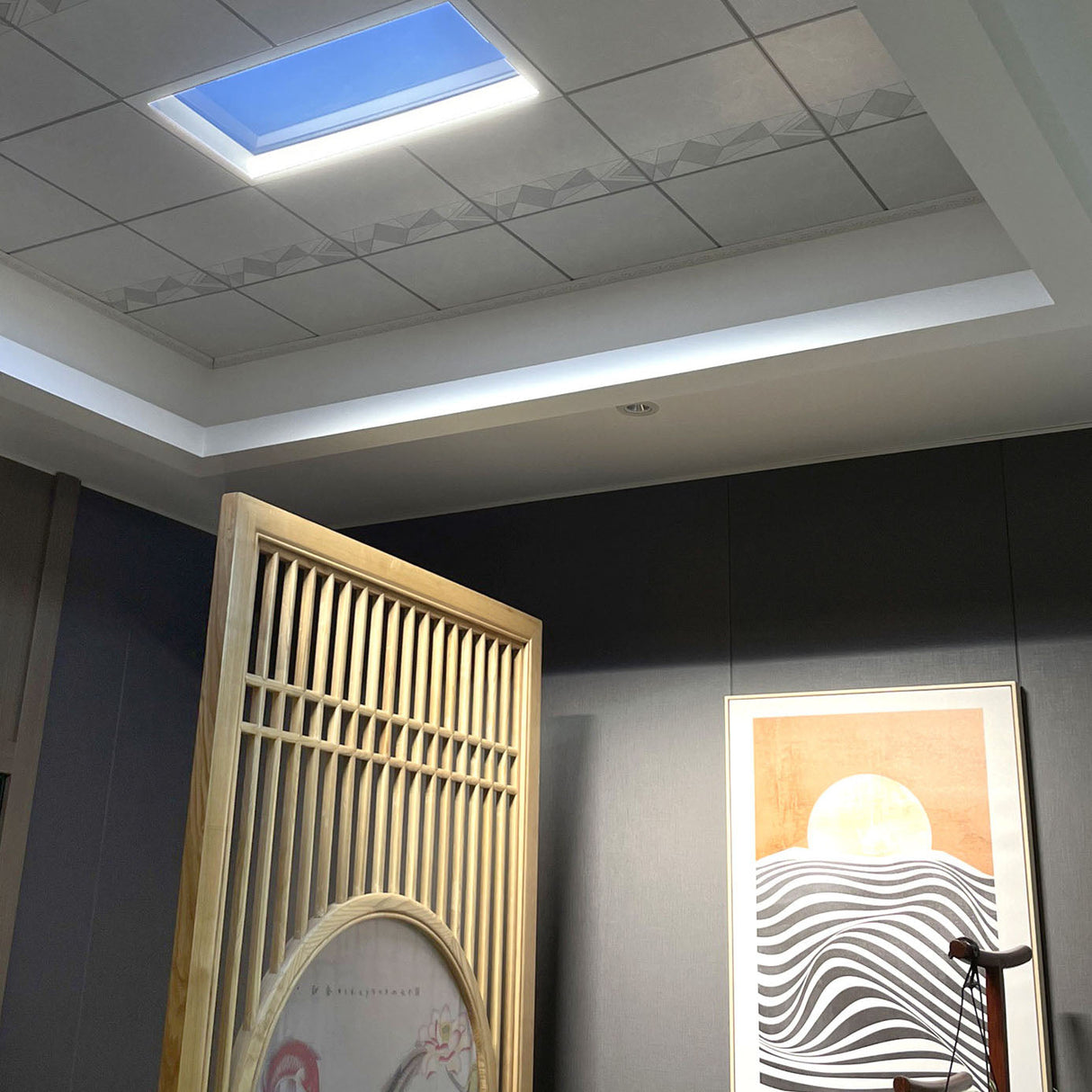 Sleek Modern Smart Blue Sky Aluminum LED Flush-Mount Ceiling Light