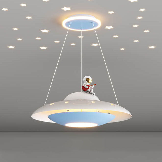 Modern Creative Flying Saucer LED Chandelier for Kids — Space Astronaut Theme