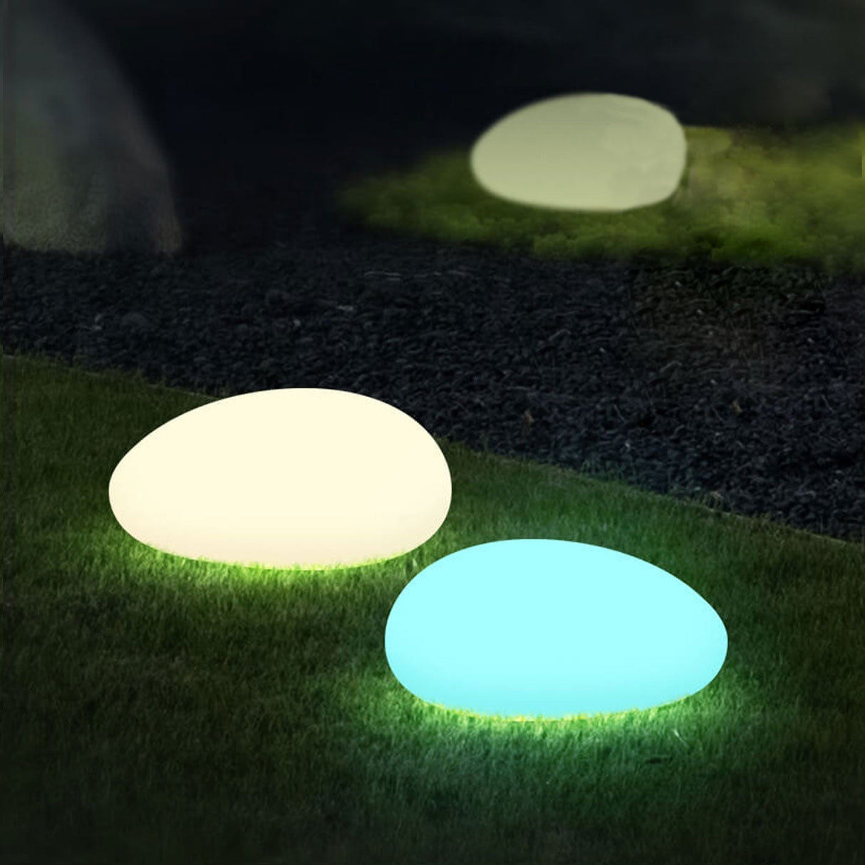 Solar-Powered Waterproof PE Sphere LED Outdoor Lawn Light - Decorative Garden Accent