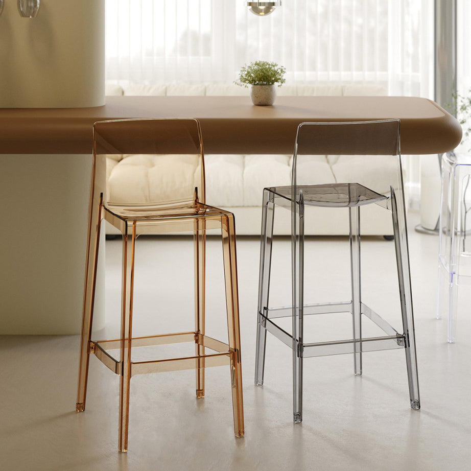 Modern Scandinavian Square Bar Stool with Backrest and Footrest – Ideal Kitchen Seating