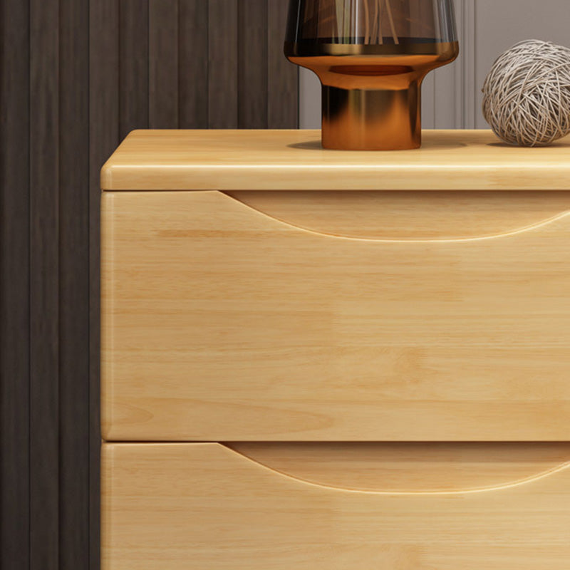 Traditional Japanese-Style Rectangular Nightstand with Rubber Wood & Metal – 2/3-Drawer Bedside Table