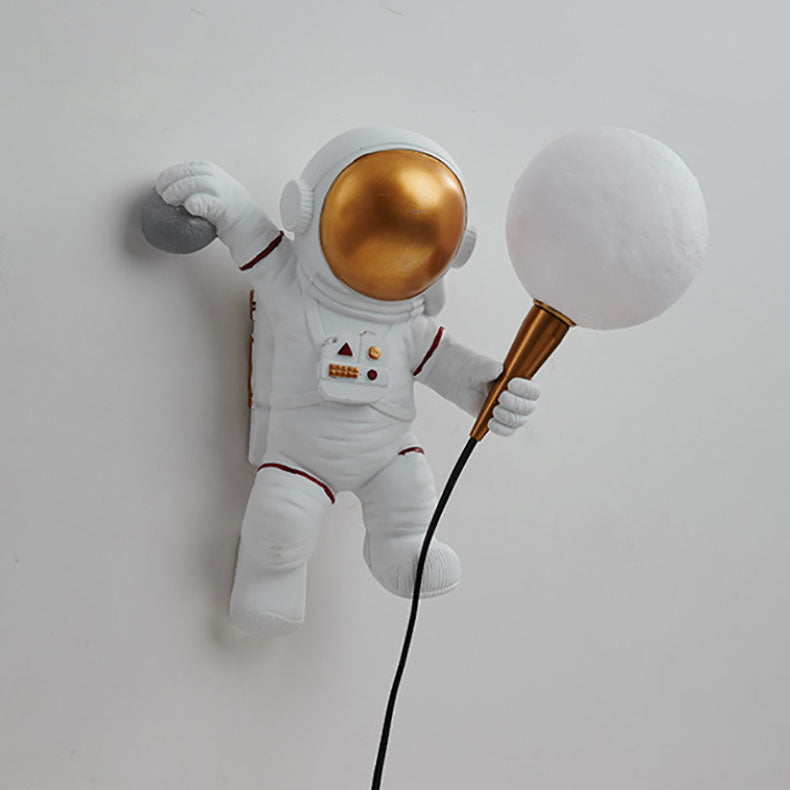 Creative Contemporary Cartoon Astronaut Wall Sconce - 1-Light Bedroom Lamp (Resin & ABS)