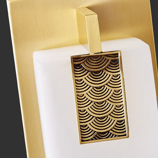 Elegant Modern-Transitional Rectangular Copper-Marble LED Outdoor Wall Sconce Lamp for Patio
