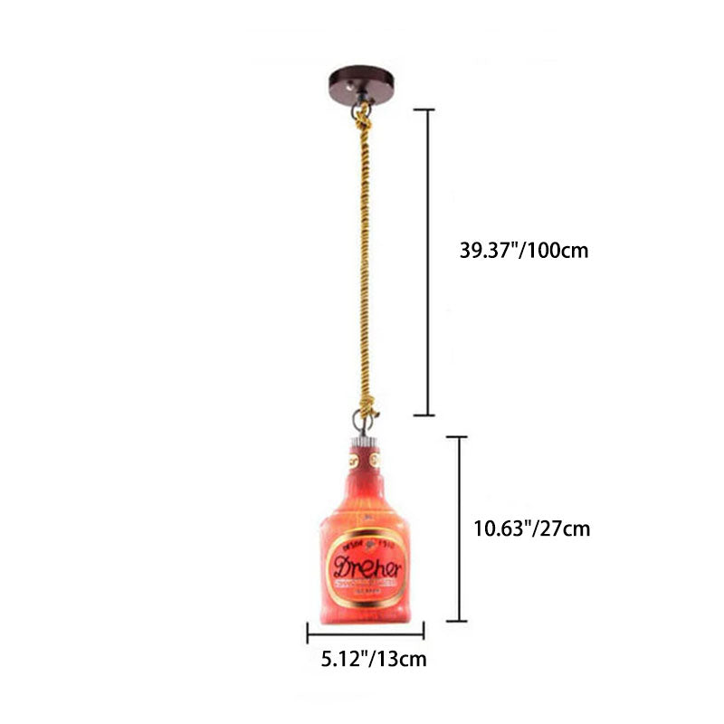 Colorful Bottle Resin Pendant Light β Contemporary Industrial Style, 1-Light