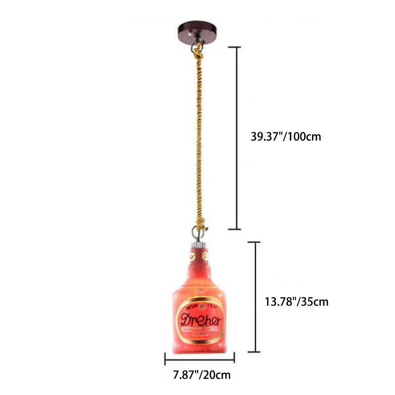 Colorful Bottle Resin Pendant Light β Contemporary Industrial Style, 1-Light