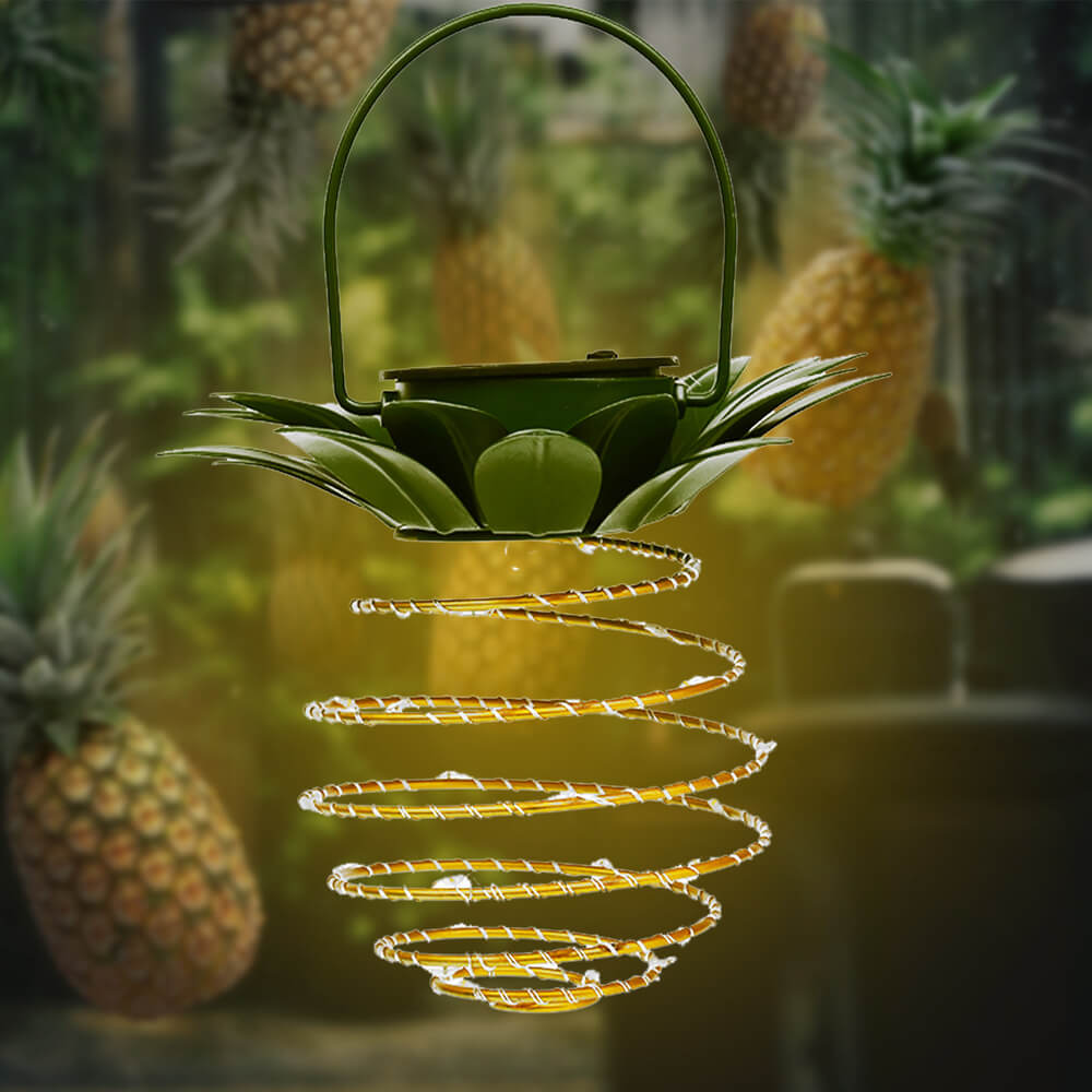 Solar Pineapple Iron Lantern with LED Copper Wire Lights – Outdoor Waterproof Hanging Garden Decor