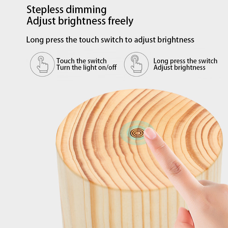 Creative Wooden LED Touch Night Light Table Lamp