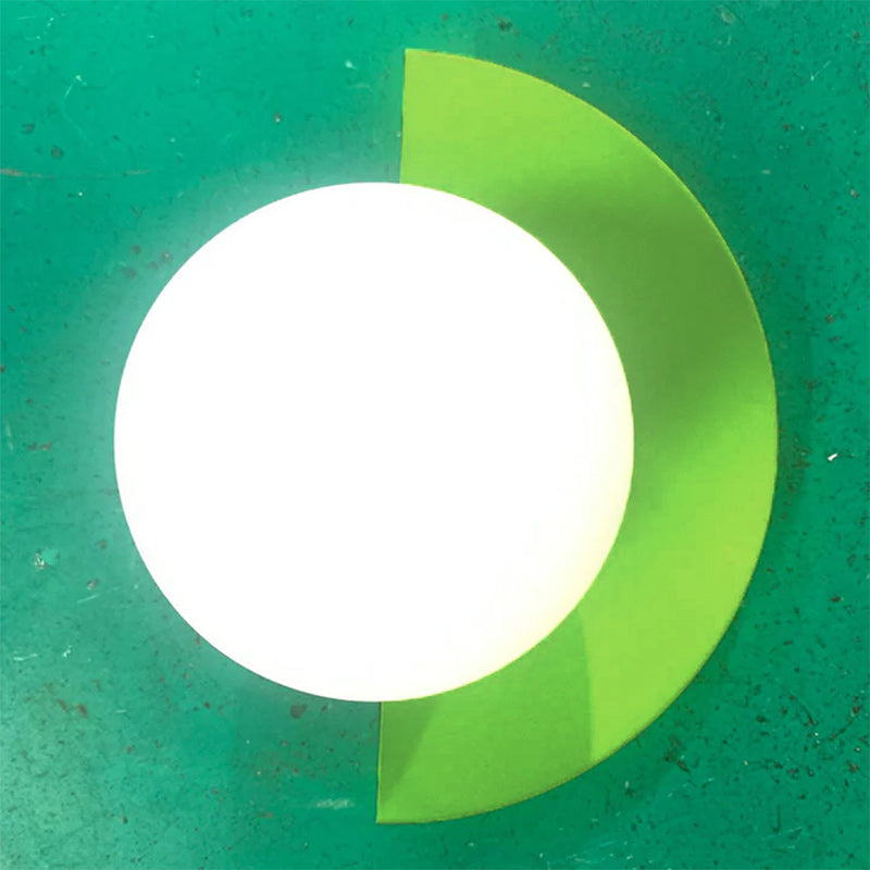 Modern Minimalist Glass Sphere Wall Sconce Lamp with Colorful Semicircle Design - 1-Light