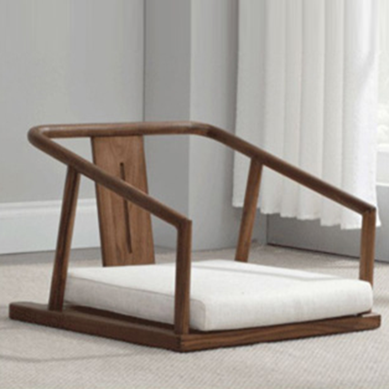 Elegant Traditional Japanese Ash Wood Rectangular Low Coffee Table and Chair Set for Living Room