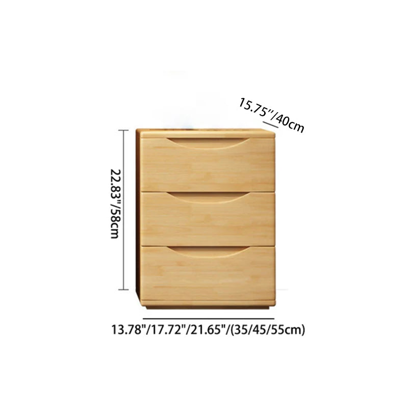 Traditional Japanese-Style Rectangular Nightstand with Rubber Wood & Metal – 2/3-Drawer Bedside Table
