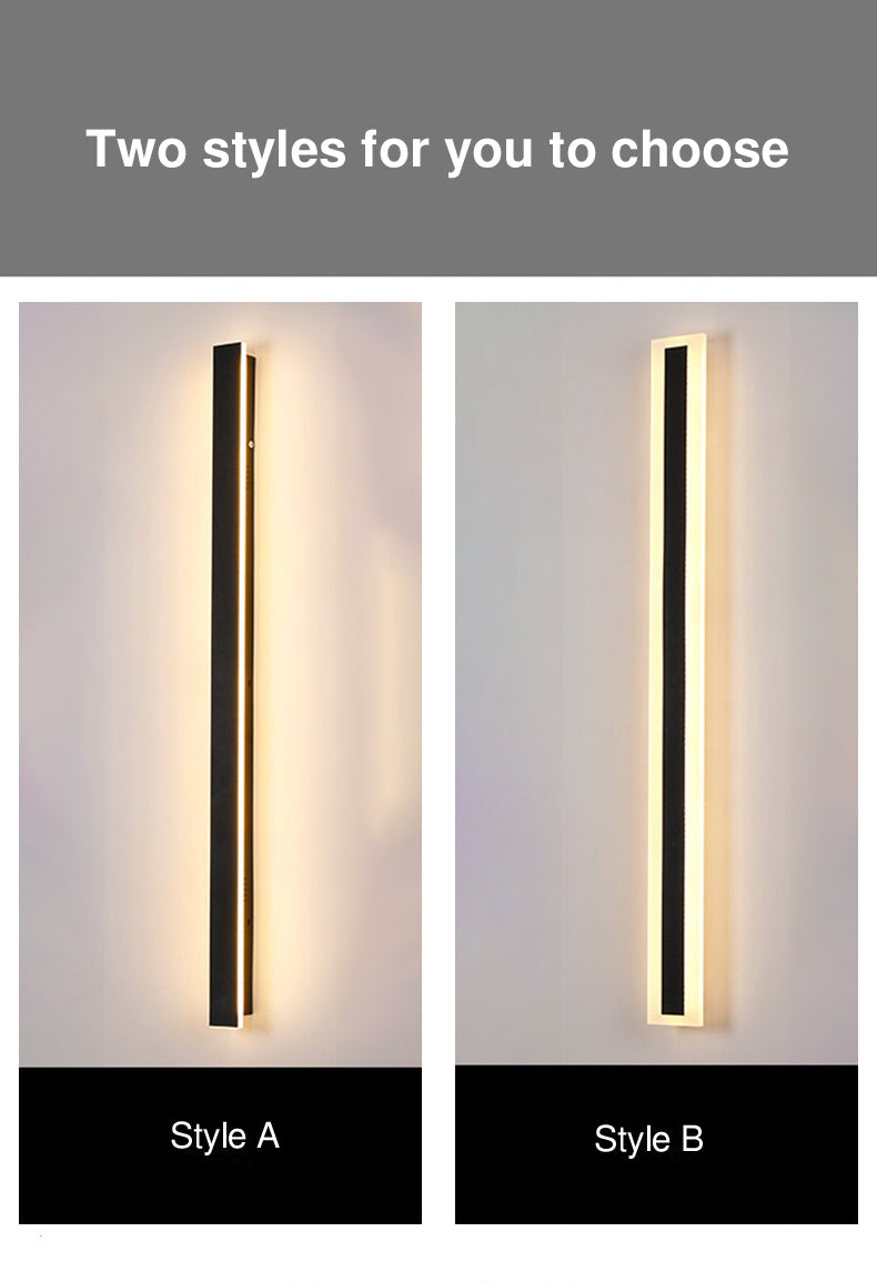 Modern Minimalist Long Rectangular LED Wall Sconce in Aluminum and Acrylic – Outdoor Garden Lighting