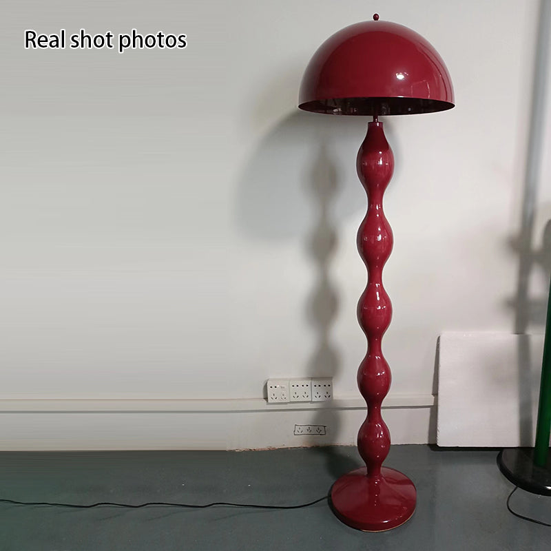 Contemporary Scandinavian Cream Mushroom Floor Lamp - Iron Semi-Circle, 1-Light Standing Lamp for Living Room