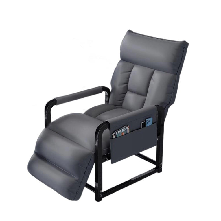 Modern Scandinavian Tech-Fabric Accent Chair with Metal Frame, Rounded-Rectangular Design, Armrests and Backrest for Home Office