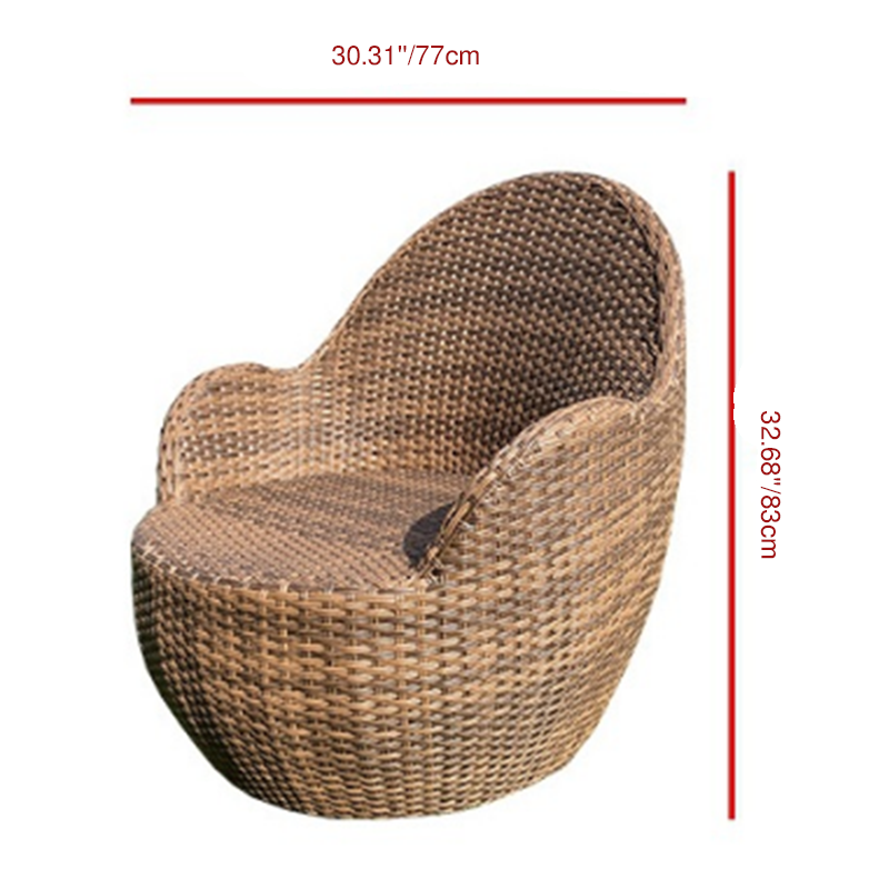 Modern Minimalist Round Sponge Cushion Sofa with PE Rattan Weaving - Backrest & Armrest for Outdoor Patios