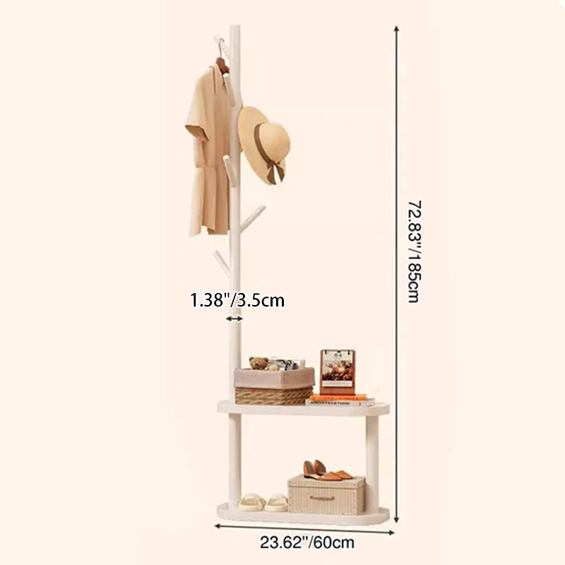 Modern Minimalist Tree-Shaped Hall Tree in Pine Wood & MDF — Cylindrical Round Design for Bedroom & Entryway