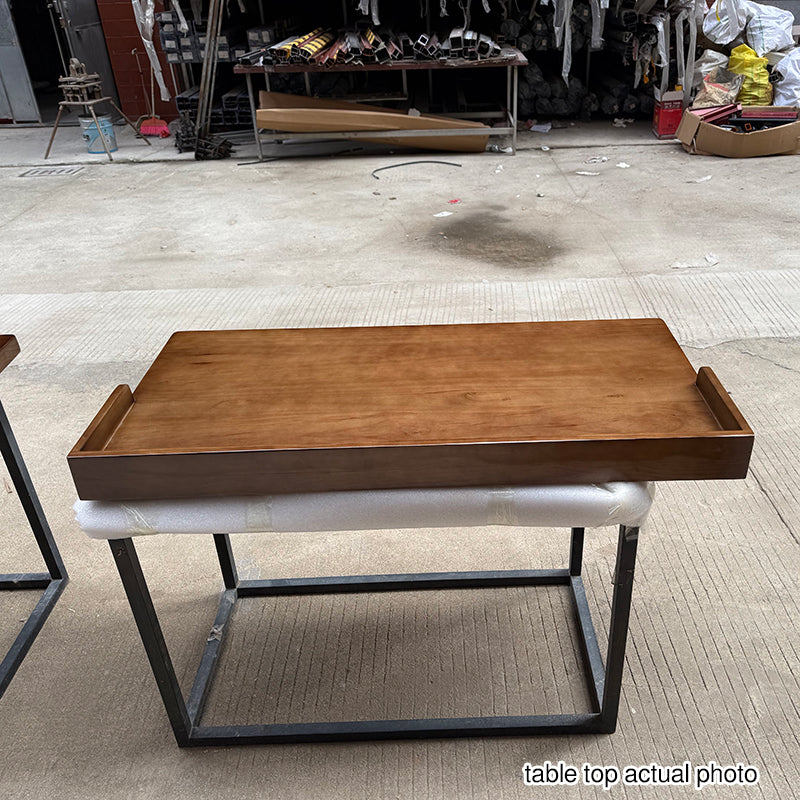 Traditional Rustic Rectangular Wood Desk with Two-Leg Frame for Home Office