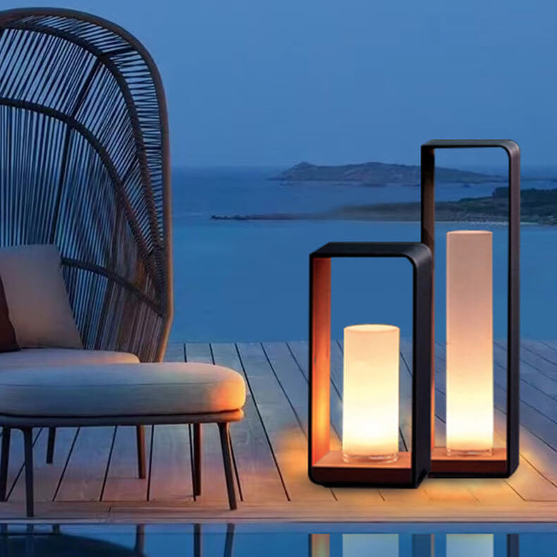 Modern Minimalist Square-Frame LED Landscape Light - Waterproof Stainless Steel & Acrylic for Outdoor Patio & Lawn