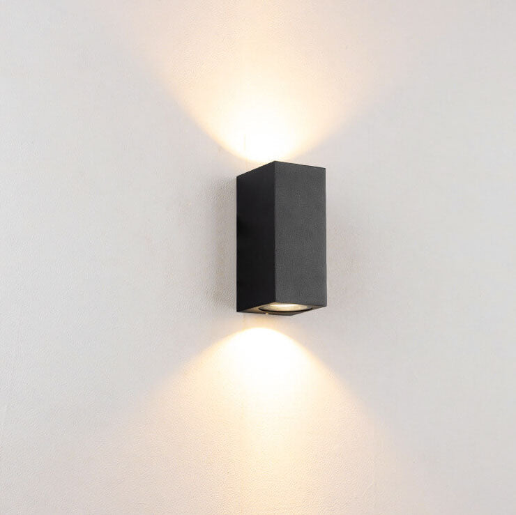 Sleek Modern Outdoor 2‑Light Wall Sconce with Glass Cylinder Shade — Waterproof Aluminum Lamp