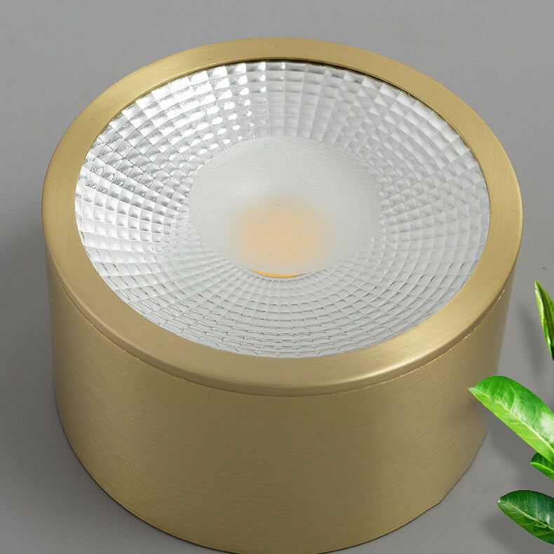 Modern Brass LED Spotlight Flush-Mount Ceiling Light — Cylindrical Design