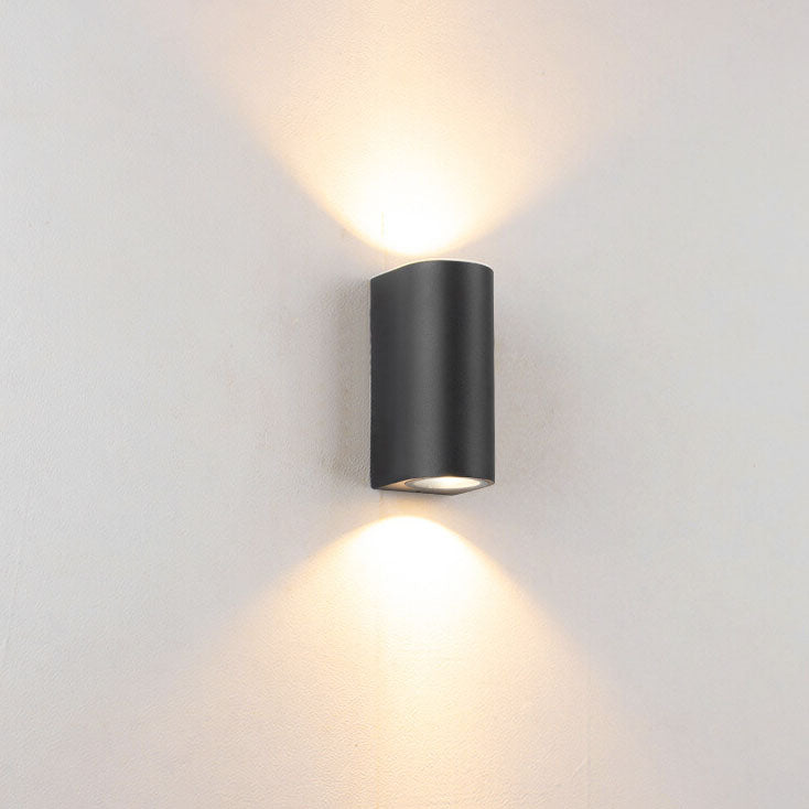 Sleek Modern Outdoor 2‑Light Wall Sconce with Glass Cylinder Shade — Waterproof Aluminum Lamp