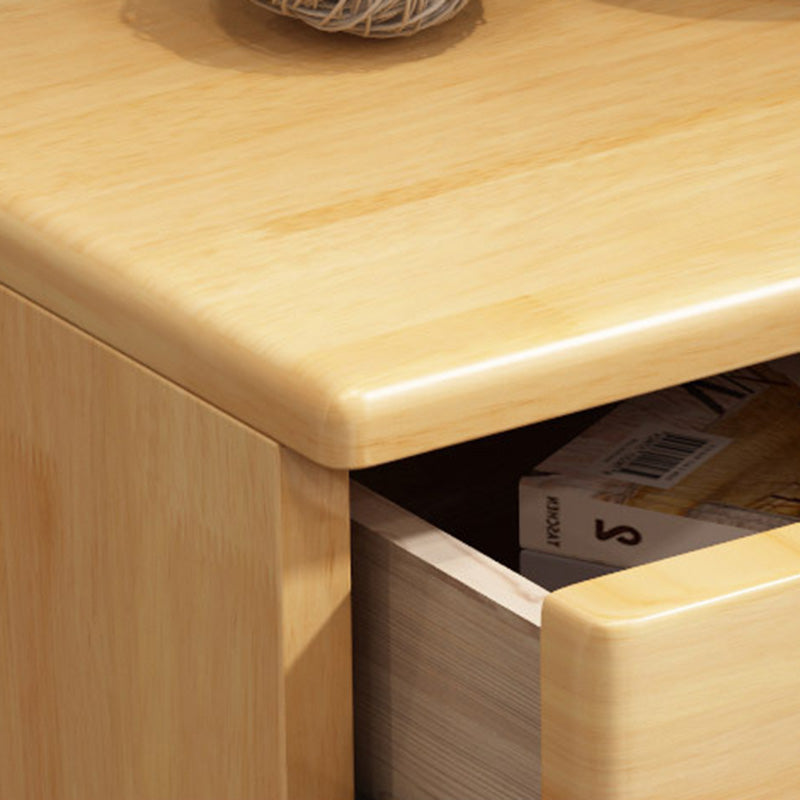 Traditional Japanese-Style Rectangular Nightstand with Rubber Wood & Metal – 2/3-Drawer Bedside Table