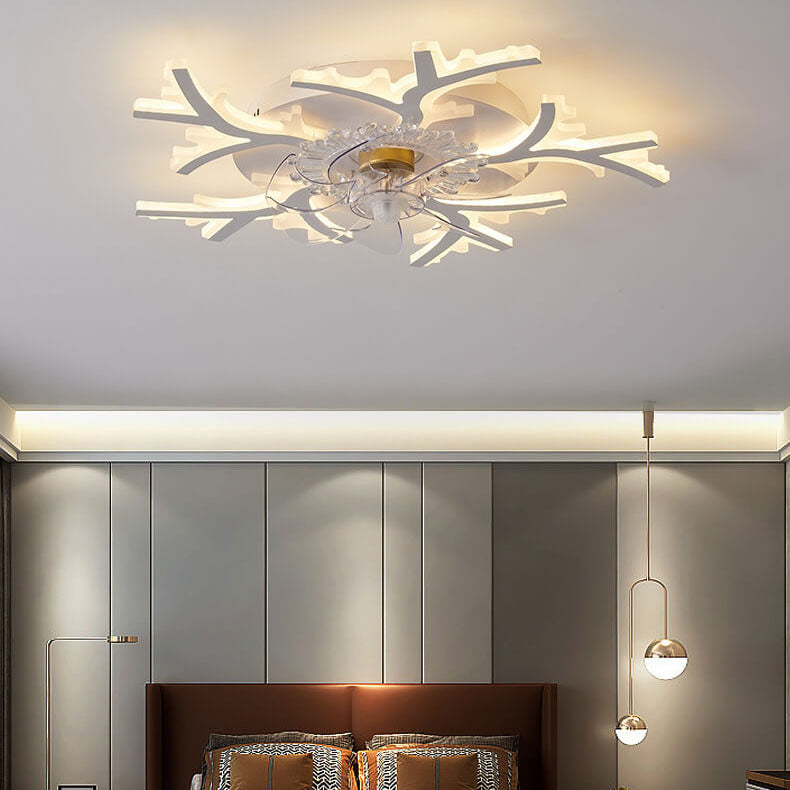 Scandinavian Modern Star Line LED Flush-Mount Ceiling Fan Light with Iron & Acrylic Finish