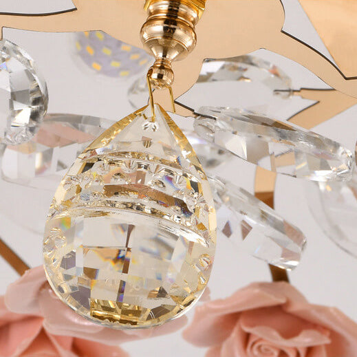 Modern Luxury Rose Iron & Ceramic Crystal Chandelier – 6/7/8-Light Options