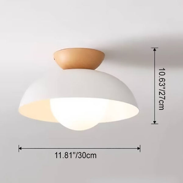Sleek Modern Wrought Iron Log-Bowl-Shaped 1-Light Semi-Flush Mount Ceiling Light