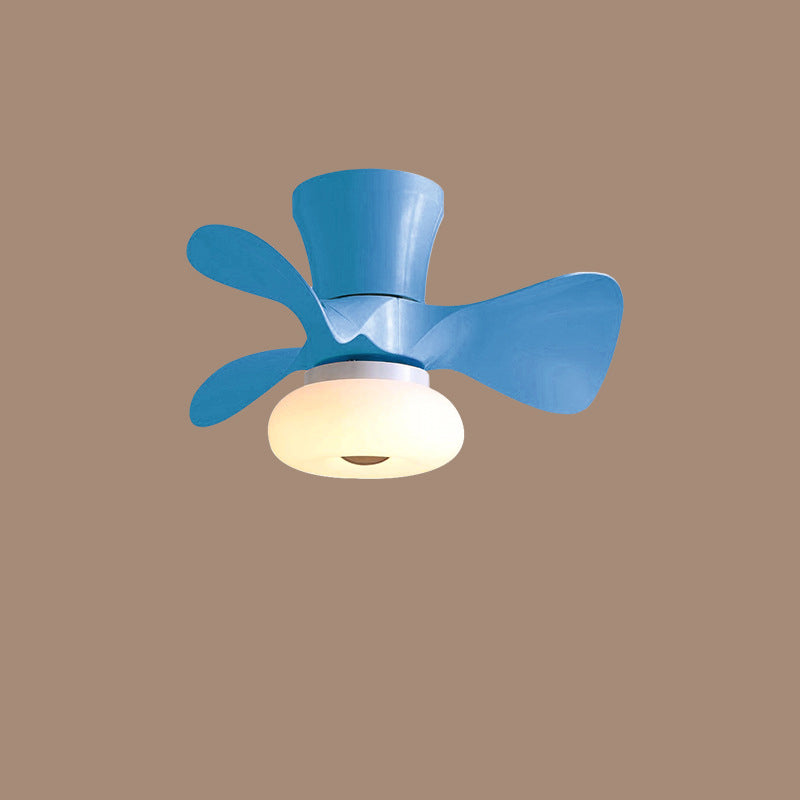 Nordic Macaron Metal LED Ceiling Fan Light – Semi-Flush Mount, Modern Scandinavian Design