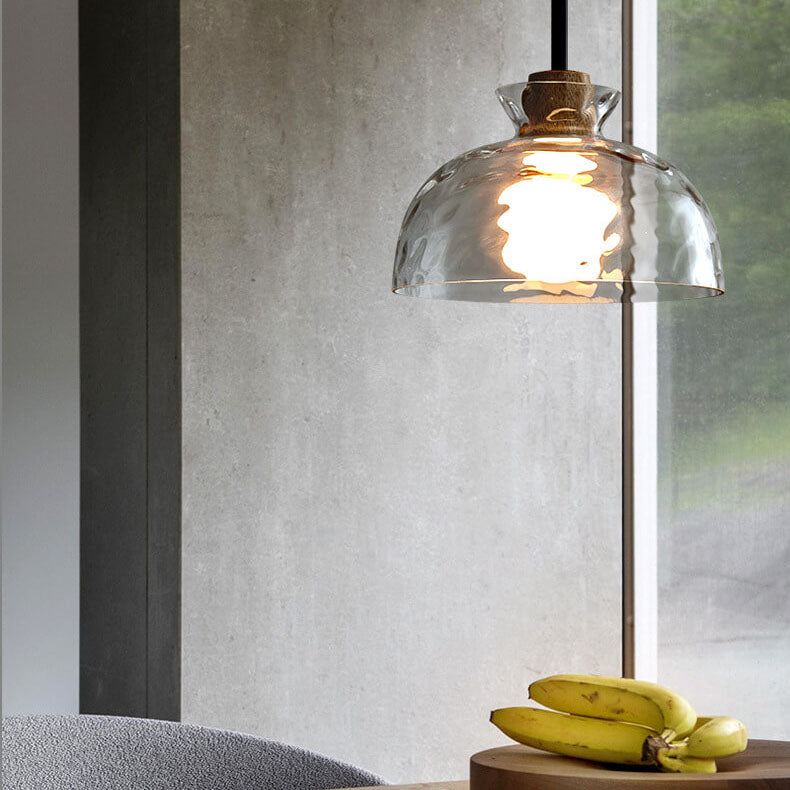 Nordic Clear Rippled Glass 1-Light Pendant Light with Shade