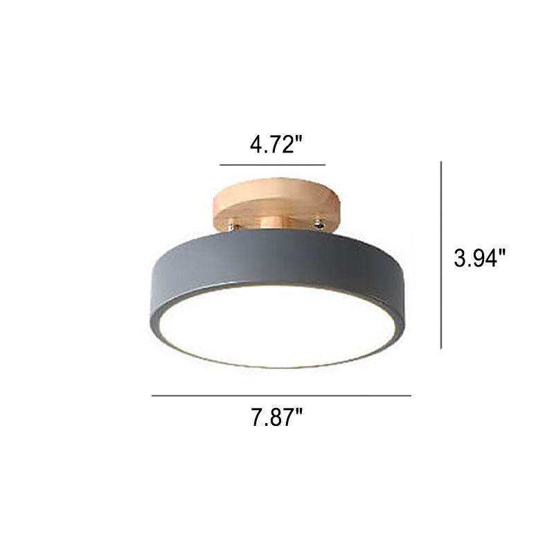 Nordic Round Log LED Ceiling Light - Semi-Flush Mount, Modern Nordic Design