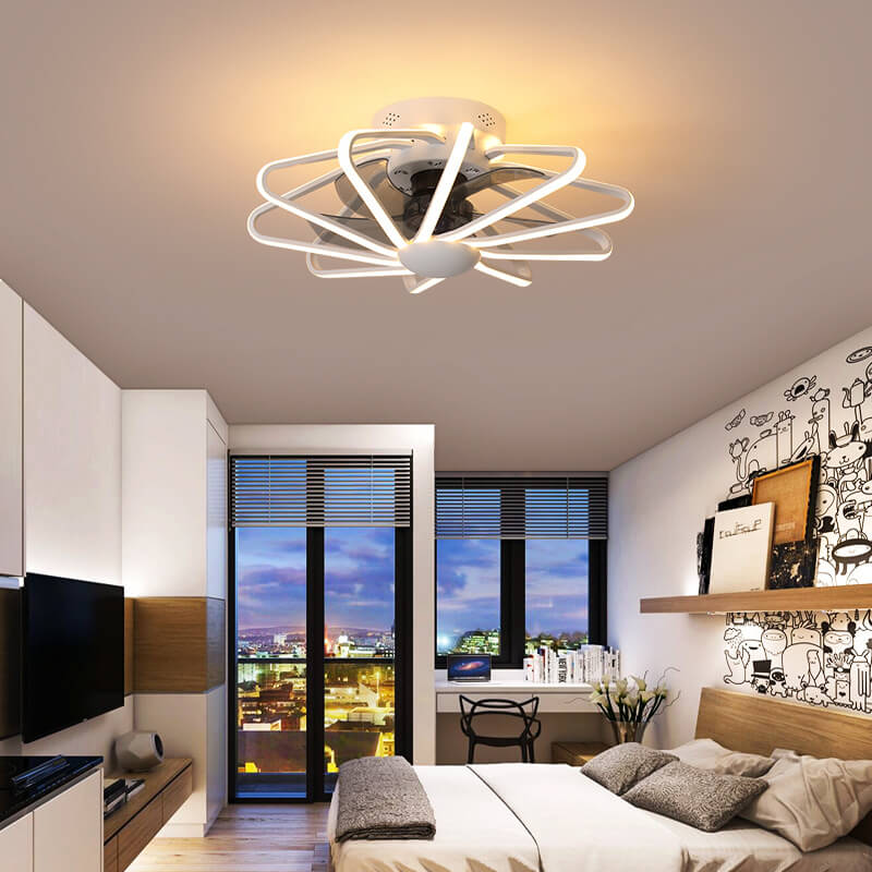 Nordic Cage-Style LED Ceiling Fan Light, Semi-Flush Mount Fixture