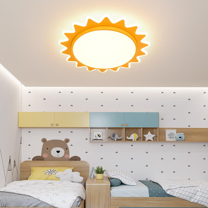 Whimsical Cartoon Sun LED Flush-Mount Ceiling Light