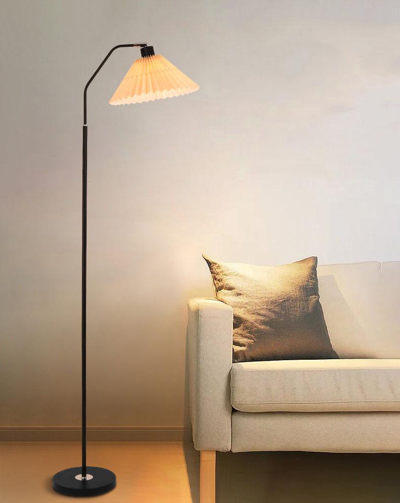 Elegant Minimalist Floor Lamp with Pleated Fabric Shade - 1-Light