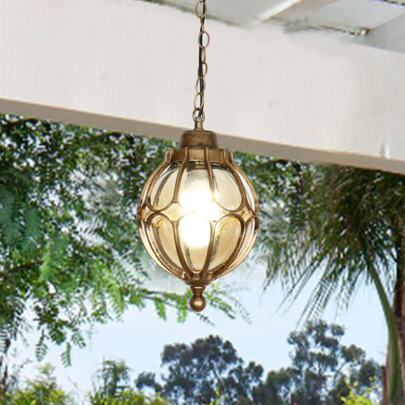 Stylish European Retro Spherical 1-Light Outdoor Waterproof Pendant Light
