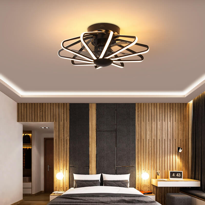 Nordic Cage-Style LED Ceiling Fan Light, Semi-Flush Mount Fixture