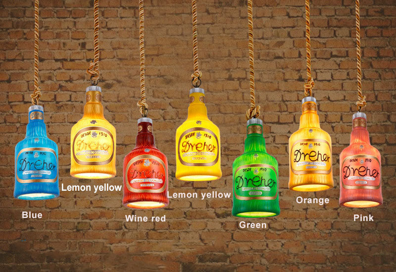 Colorful Bottle Resin Pendant Light β Contemporary Industrial Style, 1-Light