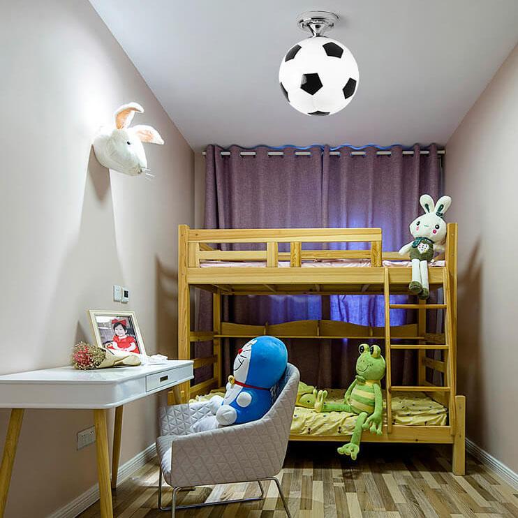 Creative Basketball & Soccer Glass 1-Light Semi-Flush Mount Ceiling Light
