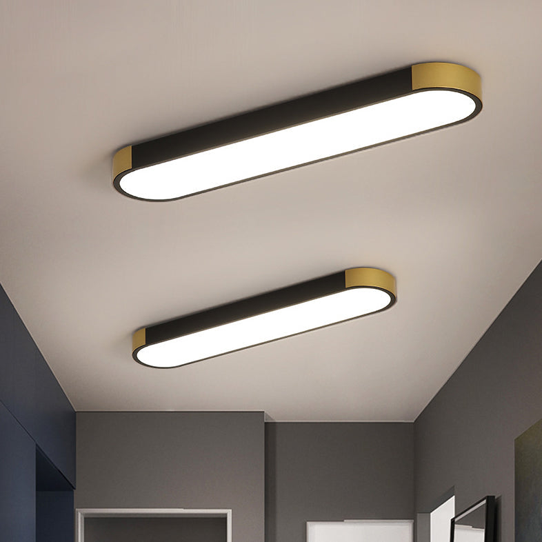 Sleek Modern Minimalist Rectangular Ring LED Flush-Mount Ceiling Light