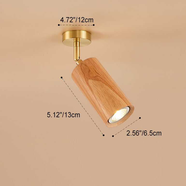 Nordic Minimalist Walnut Wood LED Track Spotlight β Linear Ceiling Light (1β4 Lights), Semi-Flush Mount
