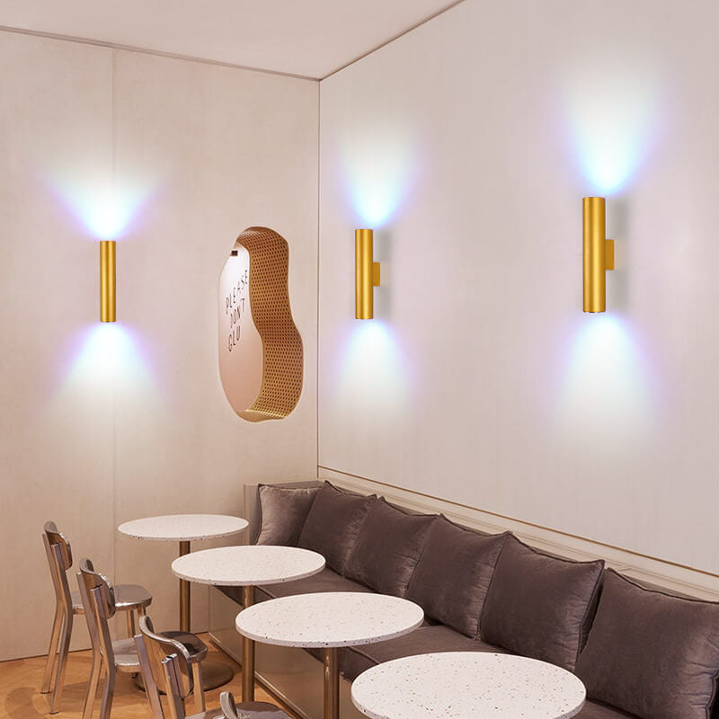 Sleek Aluminum 2-Light Cylindrical Wall Sconce Lamp