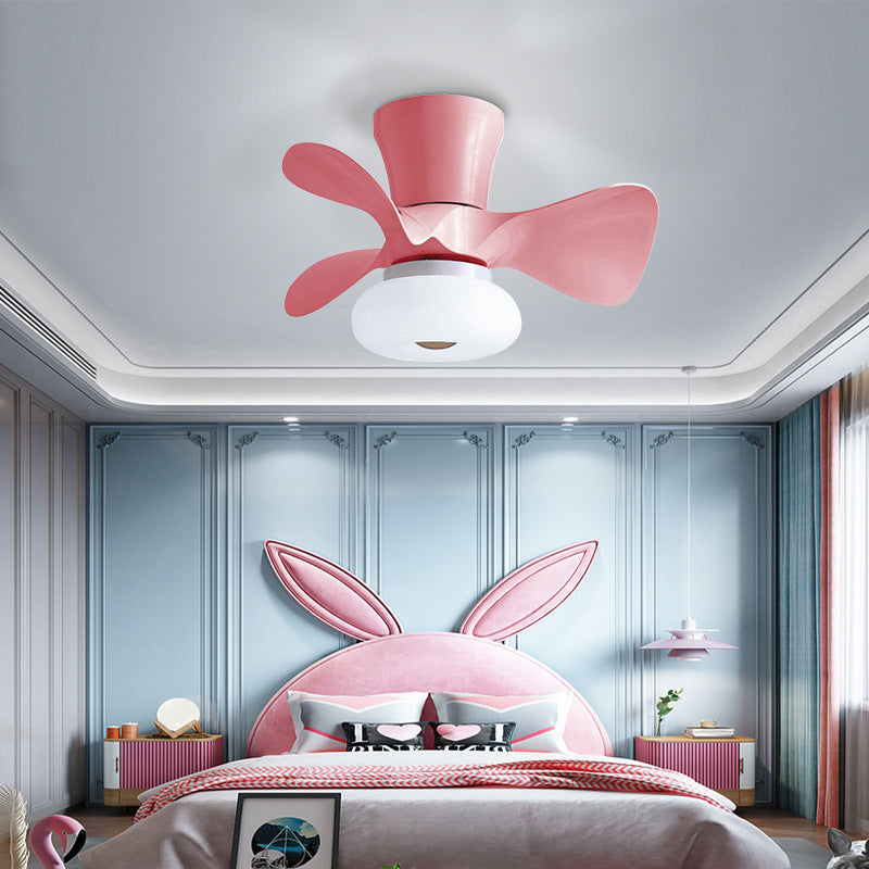 Nordic Macaron Metal LED Ceiling Fan Light – Semi-Flush Mount, Modern Scandinavian Design